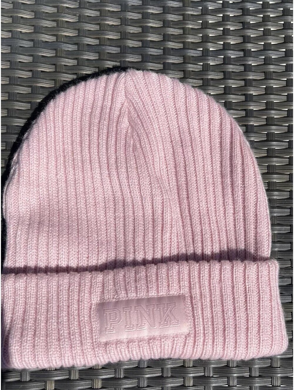 Women's Solid Pink Victoria Secret Cotton Knit Caps Warm Beanie Caps